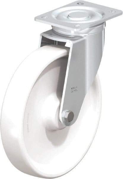 Blickle - 10" Diam x 1-31/32" Wide x 11-39/64" OAH Top Plate Mount Swivel Caster - Impact-Resistant Nylon, 1,980 Lb Capacity, Plain Bore Bearing, 5-1/2 x 4-3/8" Plate - USA Tool & Supply