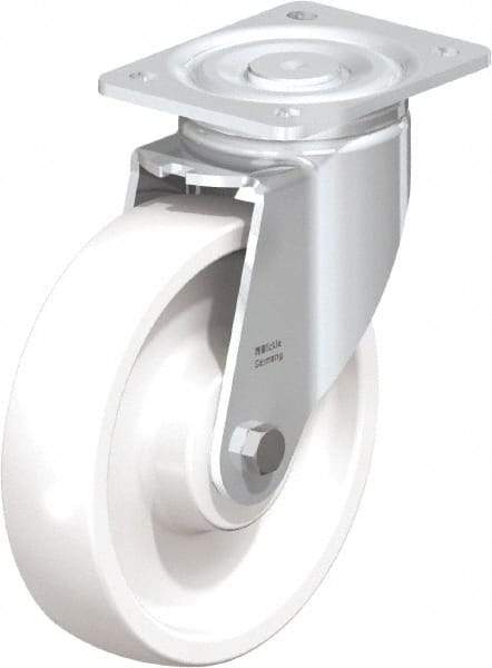 Blickle - 8" Diam x 1-31/32" Wide x 9-41/64" OAH Top Plate Mount Swivel Caster - Impact-Resistant Nylon, 1,980 Lb Capacity, Ball Bearing, 5-1/2 x 4-3/8" Plate - USA Tool & Supply