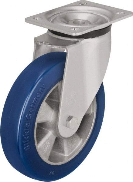 Blickle - 5" Diam x 2-1/8" Wide x 6-11/16" OAH Top Plate Mount Swivel Caster - Polyurethane-Elastomer Blickle Besthane, 990 Lb Capacity, Ball Bearing, 5-1/2 x 4-3/8" Plate - USA Tool & Supply