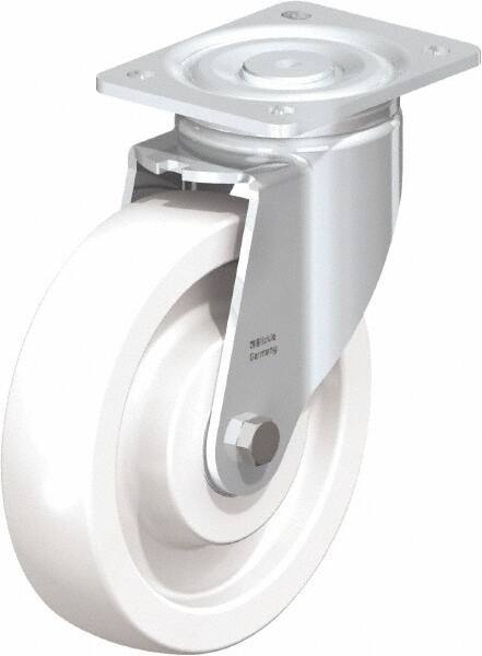 Blickle - 8" Diam x 1-31/32" Wide x 9-41/64" OAH Top Plate Mount Swivel Caster - Impact-Resistant Nylon, 1,980 Lb Capacity, Ball Bearing, 5-1/2 x 4-3/8" Plate - USA Tool & Supply