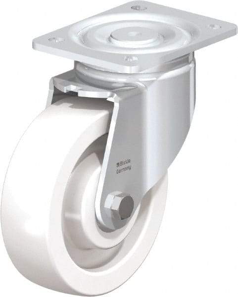 Blickle - 6-1/2" Diam x 1-31/32" Wide x 7-3/4" OAH Top Plate Mount Swivel Caster - Impact-Resistant Nylon, 1,870 Lb Capacity, Ball Bearing, 5-1/2 x 4-3/8" Plate - USA Tool & Supply