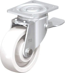 Blickle - 6" Diam x 1-31/32" Wide x 7-3/4" OAH Top Plate Mount Swivel Caster with Brake - Impact-Resistant Nylon, 1,760 Lb Capacity, Ball Bearing, 5-1/2 x 4-3/8" Plate - USA Tool & Supply