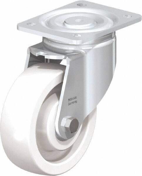 Blickle - 6" Diam x 1-31/32" Wide x 7-3/4" OAH Top Plate Mount Swivel Caster - Impact-Resistant Nylon, 1,760 Lb Capacity, Ball Bearing, 5-1/2 x 4-3/8" Plate - USA Tool & Supply