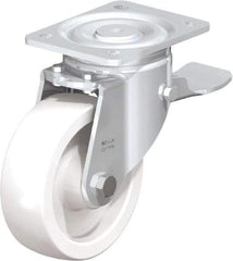 Blickle - 6" Diam x 1-31/32" Wide x 7-3/4" OAH Top Plate Mount Swivel Caster with Brake - Impact-Resistant Nylon, 1,760 Lb Capacity, Plain Bore Bearing, 5-1/2 x 4-3/8" Plate - USA Tool & Supply