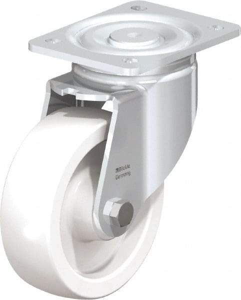 Blickle - 6" Diam x 1-31/32" Wide x 7-3/4" OAH Top Plate Mount Swivel Caster - Impact-Resistant Nylon, 1,760 Lb Capacity, Plain Bore Bearing, 5-1/2 x 4-3/8" Plate - USA Tool & Supply