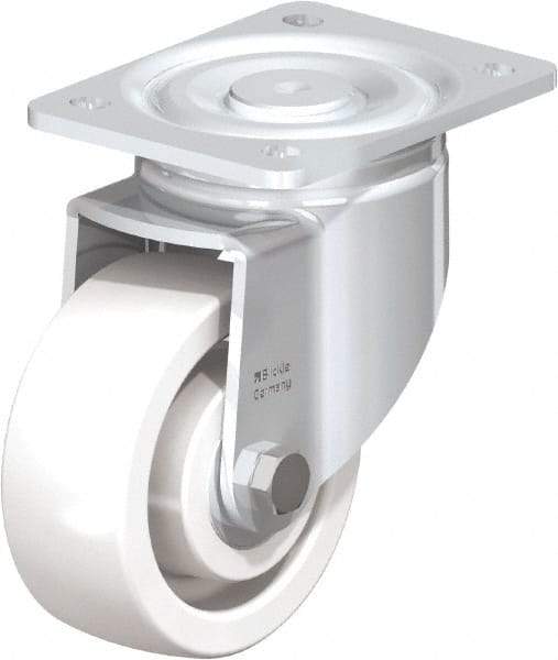 Blickle - 5" Diam x 1-31/32" Wide x 6-11/16" OAH Top Plate Mount Swivel Caster - Impact-Resistant Nylon, 1,650 Lb Capacity, Ball Bearing, 5-1/2 x 4-3/8" Plate - USA Tool & Supply