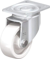 Blickle - 5" Diam x 1-31/32" Wide x 6-11/16" OAH Top Plate Mount Swivel Caster - Impact-Resistant Nylon, 1,650 Lb Capacity, Plain Bore Bearing, 5-1/2 x 4-3/8" Plate - USA Tool & Supply