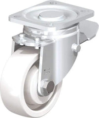 Blickle - 4" Diam x 1-29/64" Wide x 5-33/64" OAH Top Plate Mount Swivel Caster with Brake - Impact-Resistant Nylon, 1,100 Lb Capacity, Ball Bearing, 3-15/16 x 3-3/8" Plate - USA Tool & Supply