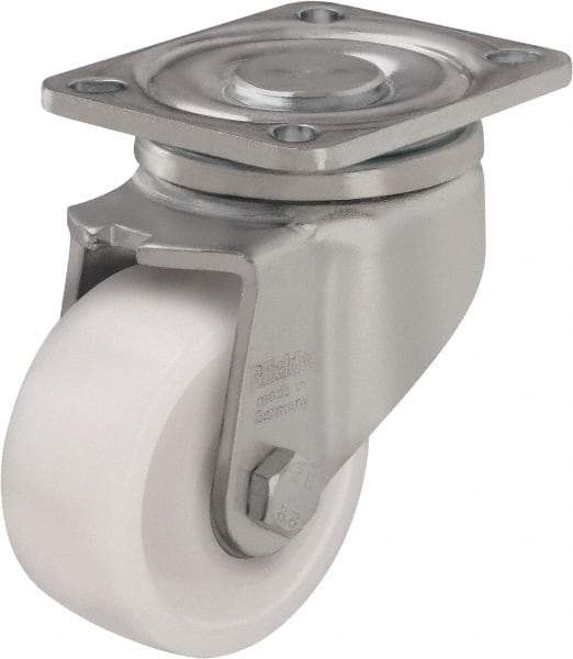 Blickle - 3" Diam x 1-29/64" Wide x 4-23/32" OAH Top Plate Mount Swivel Caster - Impact-Resistant Nylon, 770 Lb Capacity, Plain Bore Bearing, 3-15/16 x 3-3/8" Plate - USA Tool & Supply