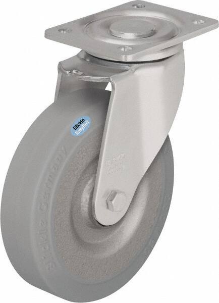 Blickle - 6-1/2" Diam x 1-31/32" Wide x 7-61/64" OAH Top Plate Mount Swivel Caster - Solid Rubber, 990 Lb Capacity, Ball Bearing, 5-1/2 x 4-3/8" Plate - USA Tool & Supply