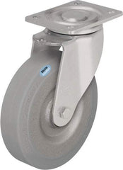 Blickle - 8" Diam x 1-31/32" Wide x 9-41/64" OAH Top Plate Mount Swivel Caster - Solid Rubber, 1,320 Lb Capacity, Ball Bearing, 5-1/2 x 4-3/8" Plate - USA Tool & Supply
