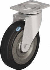 Blickle - 8" Diam x 1-31/32" Wide x 9-41/64" OAH Top Plate Mount Swivel Caster - Solid Rubber, 1,320 Lb Capacity, Ball Bearing, 5-1/2 x 4-3/8" Plate - USA Tool & Supply