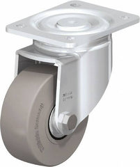 Blickle - 5" Diam x 1-31/32" Wide x 6-11/16" OAH Top Plate Mount Swivel Caster - Solid Rubber, 704 Lb Capacity, Ball Bearing, 5-1/2 x 4-3/8" Plate - USA Tool & Supply