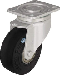 Blickle - 4" Diam x 1-49/64" Wide x 5-33/64" OAH Top Plate Mount Swivel Caster - Solid Rubber, 594 Lb Capacity, Ball Bearing, 3-15/16 x 3-3/8" Plate - USA Tool & Supply