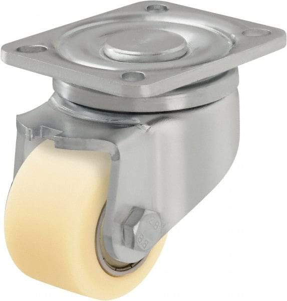 Blickle - 2-1/2" Diam x 1-37/64" Wide x 3-13/16" OAH Top Plate Mount Swivel Caster - Impact-Resistant Cast Nylon, 1,430 Lb Capacity, Ball Bearing, 3-15/16 x 3-3/8" Plate - USA Tool & Supply