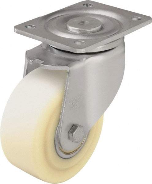 Blickle - 5" Diam x 2-5/32" Wide x 6-11/16" OAH Top Plate Mount Swivel Caster - Impact-Resistant Cast Nylon, 1,980 Lb Capacity, Ball Bearing, 5-1/2 x 4-3/8" Plate - USA Tool & Supply
