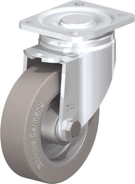 Blickle - 5" Diam x 1-9/16" Wide x 6-1/2" OAH Top Plate Mount Swivel Caster - Solid Rubber, 550 Lb Capacity, Ball Bearing, 3-15/16 x 3-3/8" Plate - USA Tool & Supply