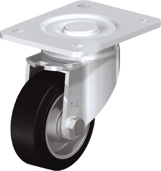 Blickle - 4" Diam x 1-9/16" Wide x 5-33/64" OAH Top Plate Mount Swivel Caster - Solid Rubber, 440 Lb Capacity, Ball Bearing, 5-1/2 x 4-3/8" Plate - USA Tool & Supply