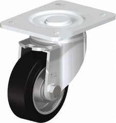 Blickle - 4" Diam x 1-9/16" Wide x 5-33/64" OAH Top Plate Mount Swivel Caster - Solid Rubber, 440 Lb Capacity, Ball Bearing, 5-1/2 x 4-3/8" Plate - USA Tool & Supply