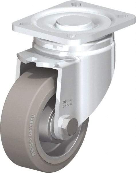 Blickle - 4" Diam x 1-9/16" Wide x 5-33/64" OAH Top Plate Mount Swivel Caster - Solid Rubber, 440 Lb Capacity, Ball Bearing, 3-15/16 x 3-3/8" Plate - USA Tool & Supply