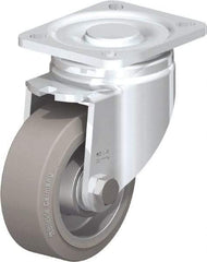 Blickle - 4" Diam x 1-9/16" Wide x 5-33/64" OAH Top Plate Mount Swivel Caster - Solid Rubber, 440 Lb Capacity, Ball Bearing, 3-15/16 x 3-3/8" Plate - USA Tool & Supply