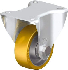 Blickle - 3" Diam x 1-3/16" Wide x 4-21/64" OAH Top Plate Mount Rigid Caster - Polyurethane-Elastomer Blickle Softhane, 396 Lb Capacity, Ball Bearing, 3-15/16 x 3-3/8" Plate - USA Tool & Supply