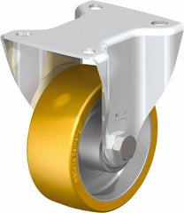 Blickle - 4" Diam x 1-9/16" Wide x 5-7/64" OAH Top Plate Mount Rigid Caster - Polyurethane-Elastomer Blickle Softhane, 550 Lb Capacity, Ball Bearing, 3-15/16 x 3-3/8" Plate - USA Tool & Supply