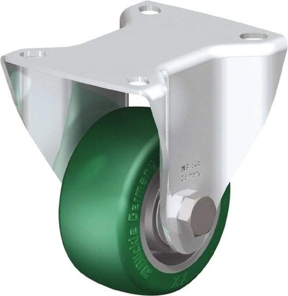 Blickle - 3" Diam x 1-9/16" Wide x 4-21/64" OAH Top Plate Mount Rigid Caster - Polyurethane-Elastomer Blickle Softhane, 506 Lb Capacity, Ball Bearing, 3-15/16 x 3-3/8" Plate - USA Tool & Supply