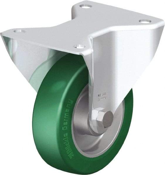 Blickle - 5" Diam x 1-9/16" Wide x 6-7/64" OAH Top Plate Mount Rigid Caster - Polyurethane-Elastomer Blickle Softhane, 770 Lb Capacity, Ball Bearing, 5-1/2 x 4-3/8" Plate - USA Tool & Supply