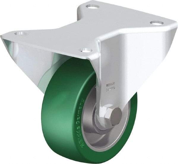 Blickle - 4" Diam x 1-9/16" Wide x 5-7/64" OAH Top Plate Mount Rigid Caster - Polyurethane-Elastomer Blickle Softhane, 660 Lb Capacity, Ball Bearing, 5-1/2 x 4-3/8" Plate - USA Tool & Supply