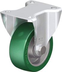 Blickle - 4" Diam x 1-9/16" Wide x 5-7/64" OAH Top Plate Mount Rigid Caster - Polyurethane-Elastomer Blickle Softhane, 660 Lb Capacity, Ball Bearing, 3-15/16 x 3-3/8" Plate - USA Tool & Supply