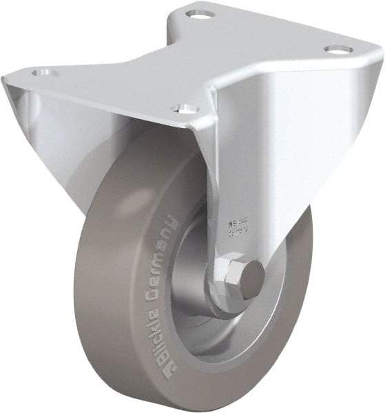 Blickle - 5" Diam x 1-9/16" Wide x 6-3/32" OAH Top Plate Mount Rigid Caster - Solid Rubber, 550 Lb Capacity, Ball Bearing, 5-1/2 x 4-3/8" Plate - USA Tool & Supply