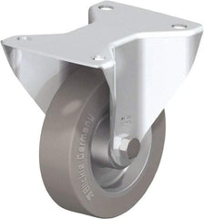 Blickle - 5" Diam x 1-9/16" Wide x 6-3/32" OAH Top Plate Mount Rigid Caster - Solid Rubber, 550 Lb Capacity, Ball Bearing, 5-1/2 x 4-3/8" Plate - USA Tool & Supply