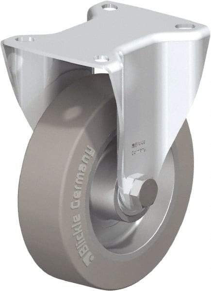 Blickle - 5" Diam x 1-9/16" Wide x 6-3/32" OAH Top Plate Mount Rigid Caster - Solid Rubber, 550 Lb Capacity, Ball Bearing, 3-15/16 x 3-3/8" Plate - USA Tool & Supply