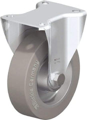 Blickle - 5" Diam x 1-9/16" Wide x 6-3/32" OAH Top Plate Mount Rigid Caster - Solid Rubber, 550 Lb Capacity, Ball Bearing, 3-15/16 x 3-3/8" Plate - USA Tool & Supply