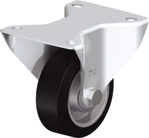 Blickle - 4" Diam x 1-9/16" Wide x 5-7/64" OAH Top Plate Mount Rigid Caster - Solid Rubber, 440 Lb Capacity, Ball Bearing, 5-1/2 x 4-3/8" Plate - USA Tool & Supply