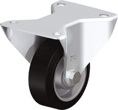 Blickle - 4" Diam x 1-9/16" Wide x 5-7/64" OAH Top Plate Mount Rigid Caster - Solid Rubber, 440 Lb Capacity, Ball Bearing, 5-1/2 x 4-3/8" Plate - USA Tool & Supply