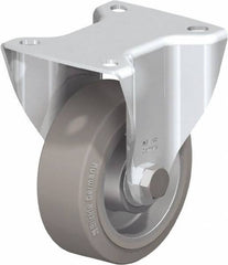 Blickle - 4" Diam x 1-9/16" Wide x 5-7/64" OAH Top Plate Mount Rigid Caster - Solid Rubber, 440 Lb Capacity, Ball Bearing, 3-15/16 x 3-3/8" Plate - USA Tool & Supply