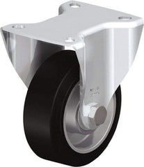 Blickle - 4" Diam x 1-9/16" Wide x 5-7/64" OAH Top Plate Mount Rigid Caster - Solid Rubber, 440 Lb Capacity, Ball Bearing, 3-15/16 x 3-3/8" Plate - USA Tool & Supply