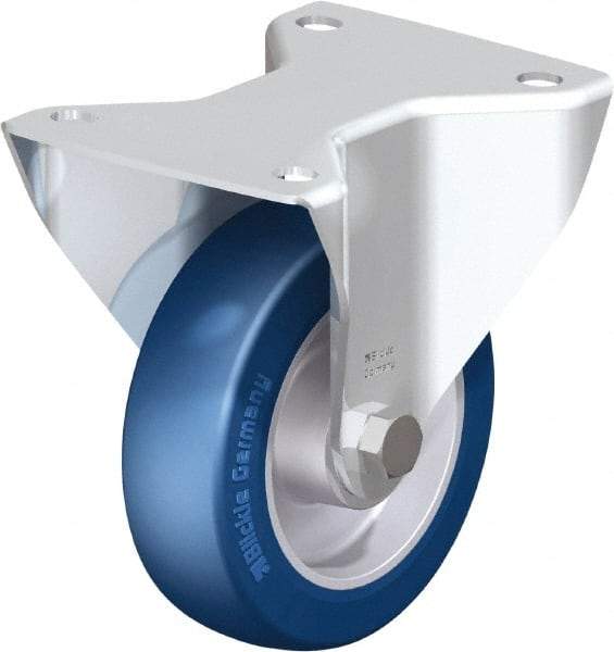 Blickle - 5" Diam x 1-9/16" Wide x 6-7/64" OAH Top Plate Mount Rigid Caster - Polyurethane-Elastomer Blickle Softhane, 770 Lb Capacity, Ball Bearing, 5-1/2 x 4-3/8" Plate - USA Tool & Supply