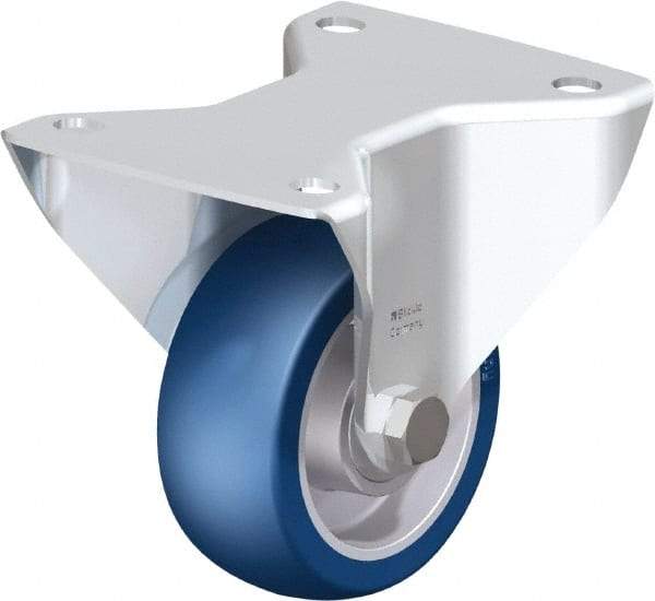 Blickle - 4" Diam x 1-9/16" Wide x 5-7/64" OAH Top Plate Mount Rigid Caster - Polyurethane-Elastomer Blickle Softhane, 660 Lb Capacity, Ball Bearing, 5-1/2 x 4-3/8" Plate - USA Tool & Supply