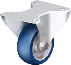 Blickle - 4" Diam x 1-9/16" Wide x 5-7/64" OAH Top Plate Mount Rigid Caster - Polyurethane-Elastomer Blickle Softhane, 660 Lb Capacity, Ball Bearing, 5-1/2 x 4-3/8" Plate - USA Tool & Supply