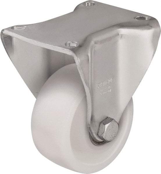Blickle - 4" Diam x 1-29/64" Wide x 5-1/2" OAH Top Plate Mount Rigid Caster - Impact-Resistant Nylon, 1,100 Lb Capacity, Ball Bearing, 5-1/2 x 4-3/8" Plate - USA Tool & Supply