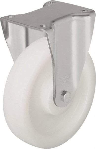 Blickle - 8" Diam x 2" Wide x 9-21/32" OAH Top Plate Mount Rigid Caster - Impact-Resistant Nylon, 1,980 Lb Capacity, Plain Bore Bearing, 5-1/2 x 4-3/8" Plate - USA Tool & Supply