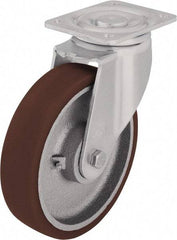 Blickle - 10" Diam x 2-23/64" Wide x 11-39/64" OAH Top Plate Mount Swivel Caster - Polyurethane-Elastomer Blickle Besthane, 1,980 Lb Capacity, Ball Bearing, 5-1/2 x 4-3/8" Plate - USA Tool & Supply