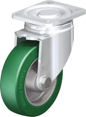 Blickle - 5" Diam x 1-9/16" Wide x 6-1/2" OAH Top Plate Mount Swivel Caster - Polyurethane-Elastomer Blickle Softhane, 770 Lb Capacity, Ball Bearing, 3-15/16 x 3-3/8" Plate - USA Tool & Supply