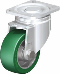 Blickle - 4" Diam x 1-9/16" Wide x 5-33/64" OAH Top Plate Mount Swivel Caster - Polyurethane-Elastomer Blickle Softhane, 660 Lb Capacity, Ball Bearing, 3-15/16 x 3-3/8" Plate - USA Tool & Supply