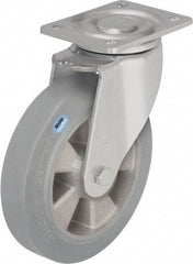 Blickle - 5" Diam x 2" Wide x 6-11/16" OAH Top Plate Mount Swivel Caster - Solid Rubber, 594 Lb Capacity, Ball Bearing, 5-1/2 x 4-3/8" Plate - USA Tool & Supply