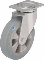 Blickle - 10" Diam x 2" Wide x 11-39/64" OAH Top Plate Mount Swivel Caster - Solid Rubber, 1,430 Lb Capacity, Ball Bearing, 5-1/2 x 4-3/8" Plate - USA Tool & Supply