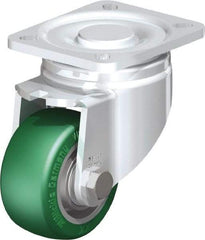 Blickle - 3" Diam x 1-9/16" Wide x 4-23/32" OAH Top Plate Mount Swivel Caster - Polyurethane-Elastomer Blickle Softhane, 506 Lb Capacity, Ball Bearing, 3-15/16 x 3-3/8" Plate - USA Tool & Supply